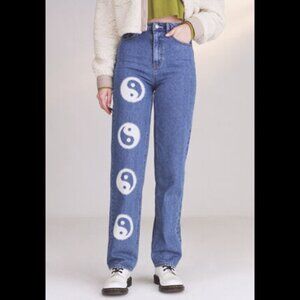 PacSun Eco Blue Yin Yang 90's Boyfriend Jeans Size 28 Women's